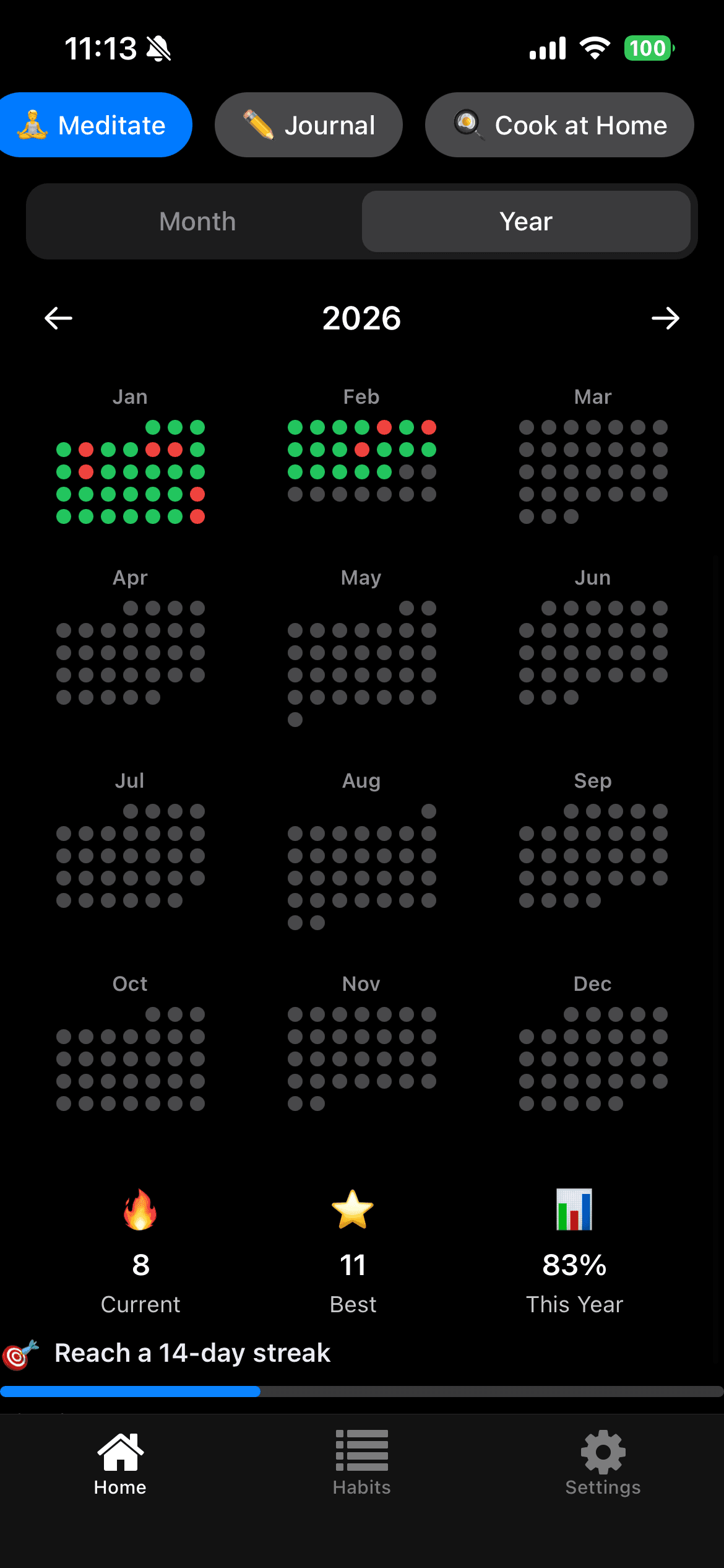 Year view with 12 mini-calendars